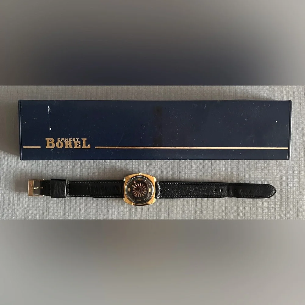 Vintage Ernest Borel Cocktail Watch in 18k Yellow Gold Plated Stainless 1970